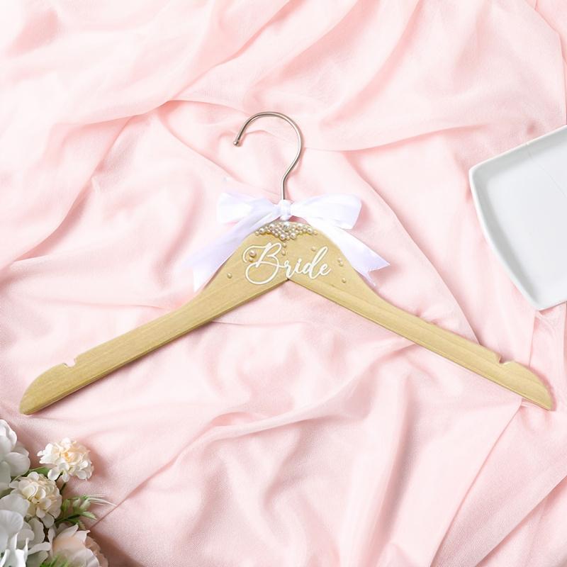 1 шт. Ленточная вешалка-бантик с жемчужными акцентами, свадебная вешалка, девичник, деревянные свадебные вешалки, подарки жениху и невесте 38 см
