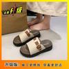 Korean version of retro simple one-word slippers Roman sandals fashion one-word slippers women's outer wear 2025 summer and autumn new models
