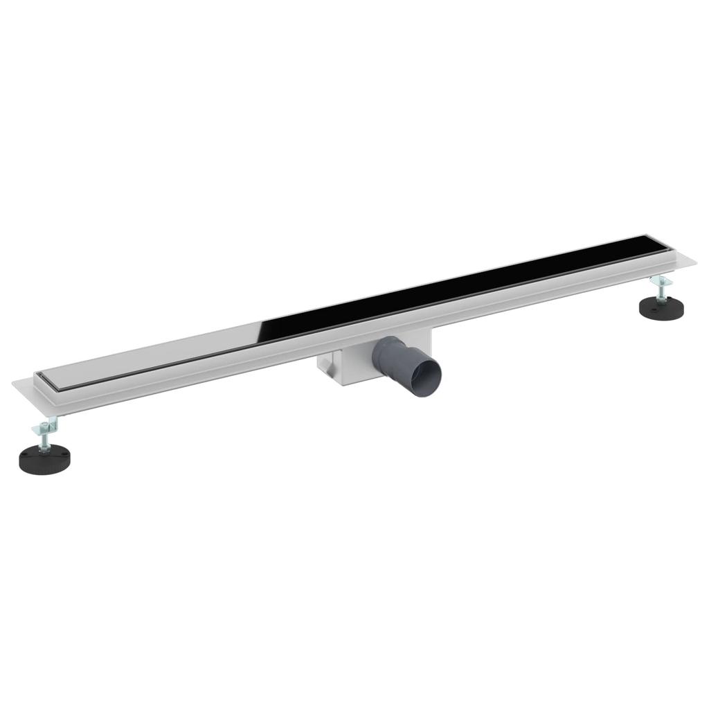 Shower Drain with Glass Cover Black 90 cm Stainless Steel 304