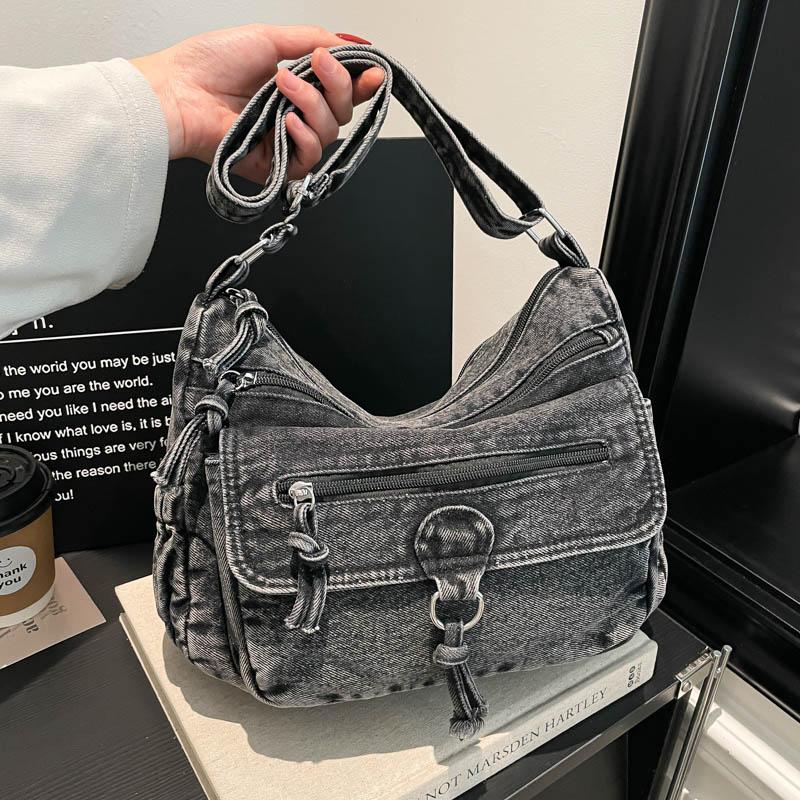 Women's Denim Large Capacity Shoulder Bag Denim Tote Bags Adjustable Long Strap Crossbody bags Fashion Travel Handbags