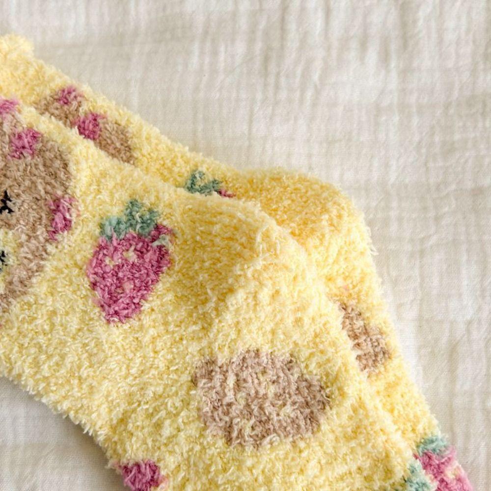 7 пар утолщенных носков из флиса с изображением медведя, плюшевые носки для сна для женщин, милые носки из кораллового флиса для девочек