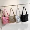 High Quality Winter Large Capacity Tote Fashion Feather Padded Handbag Women Underarm Bag Quilted Solid Color Shoulder Bag AVE