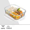 Прямоугольные стеклянные ланч-боксы ZISIZ с 3 отделениями (2-Pack)
