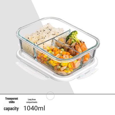Прямоугольные стеклянные ланч-боксы ZISIZ с 3 отделениями (2-Pack)
