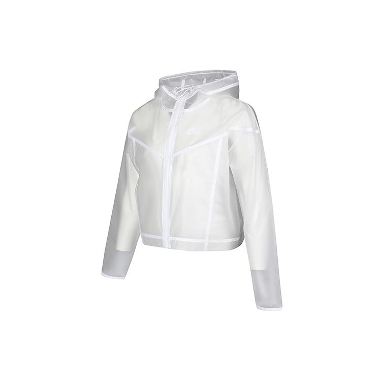 Nike Спортивная куртка Windrunner полупрозрачная однотонная с длинным рукавом и капюшоном на молнии унисекс верхняя одежда белого цвета CU6579-975