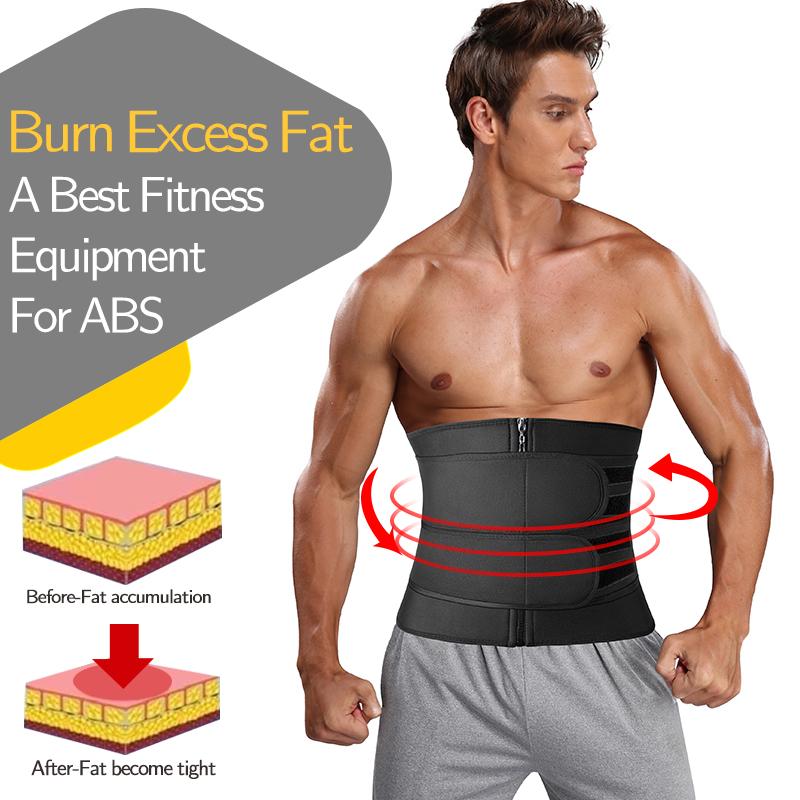 Men Waist Trainer Cincher Corset Back Support Sweat Sauna Trimmer Belt Tummy Control Body Shaper Workout Compression Belly Band Slimming Shapewear