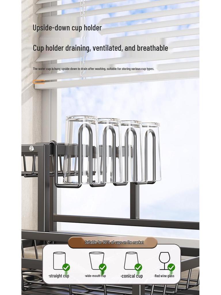 Кухонная сушилка для посуды с подставкой для чашек - Настольный органайзер для мисок, тарелок и палочек для еды