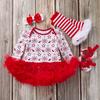 4PCS  Newborn Baby Girls Princess Snowflake  Dress Christmas Outfits Set