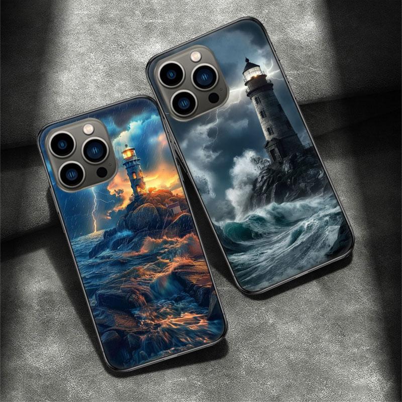 Чехол для телефона с маяком для iPhone 16 15 Plus 13 12 Mini 17Air 16E 11 14 Pro 17 Pro Max Cover Shell Coque Мягкий Прозрачный Capa Милый Забавный