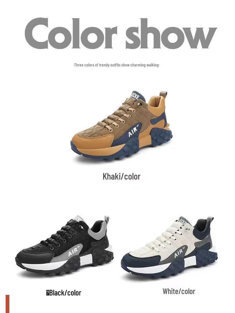 Мужские кроссовки 2025 года в корейском стиле с низким верхом - Трендовые, Нескользящие, На толстой подошве, Универсальные повседневные кроссовки для папы.