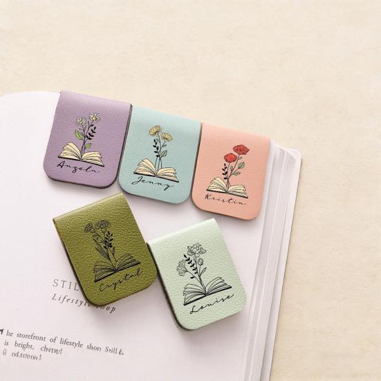 Закладка для книги в виде цветка из искусственной кожи, ручной работы, мини, портативная, водонепроницаемая, маркер для страниц, магнитный зажим, подарок для книголюбов, детей, студентов