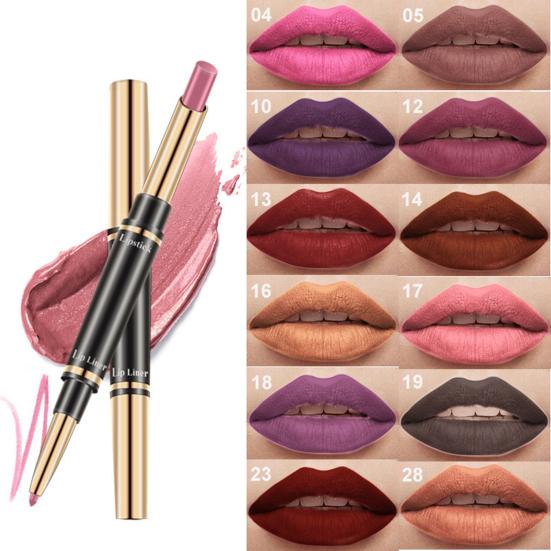 Dual-use Berry Color Lipstick with Lip Liner for Party