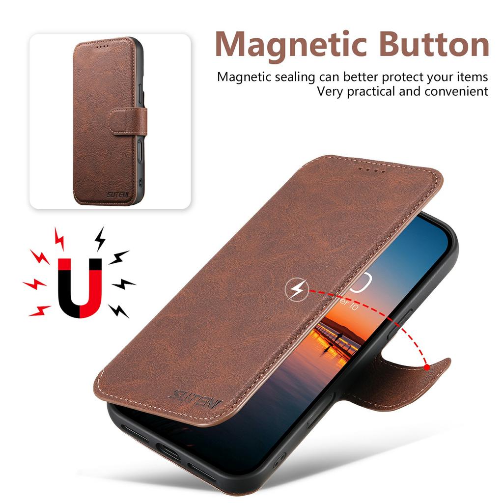 SUTENI Q-05 For iPhone 17 Case Detachable Wallet Stand Litchi Texture Leather Flip Phone Cover