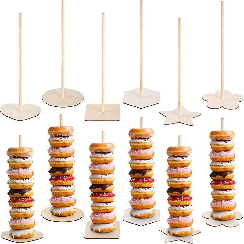 Wooden Doughnut Holder Dessert Display Rack Dim Sum Bread Sales Rack Donut Stand Birthday Party Wedding Table Decoration