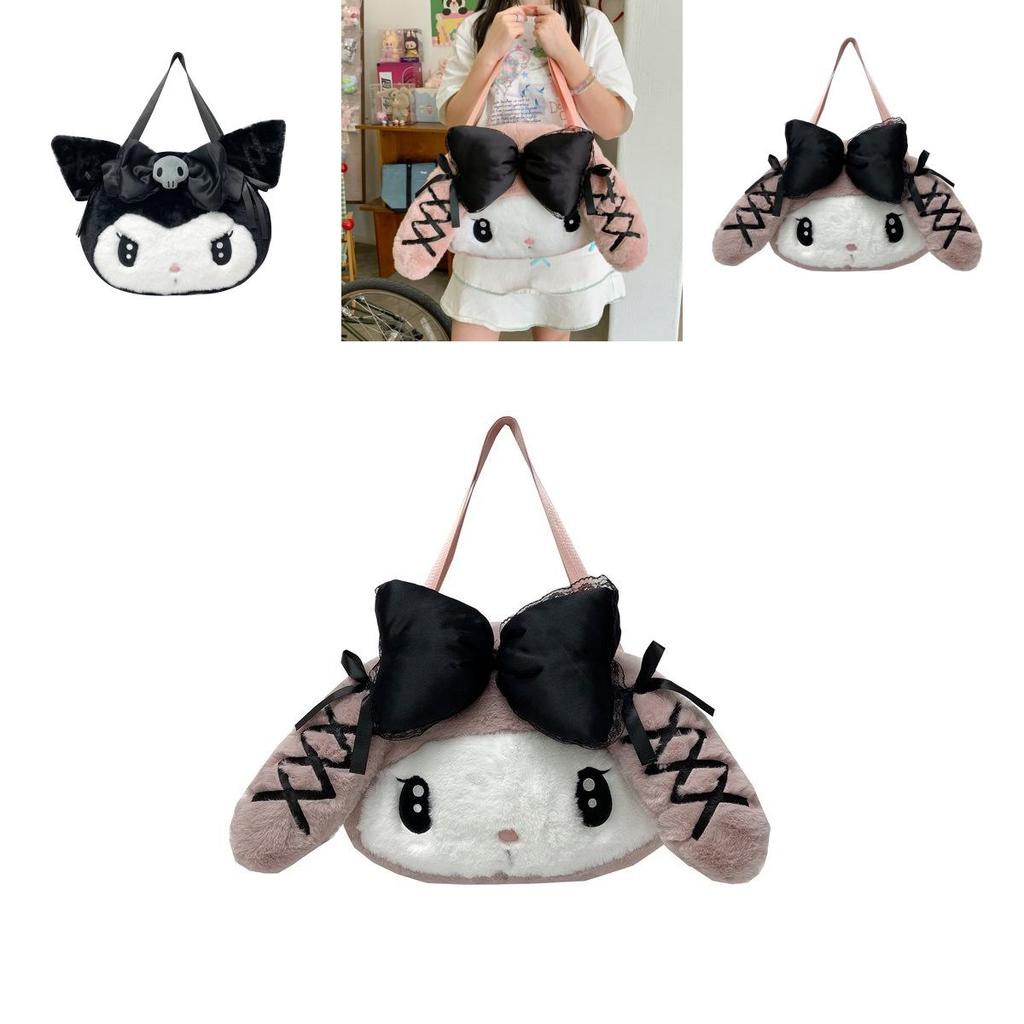 Мультяшная плюшевая сумка через плечо Sanrio Kuromi My Melody большой вместимости для повседневного использования