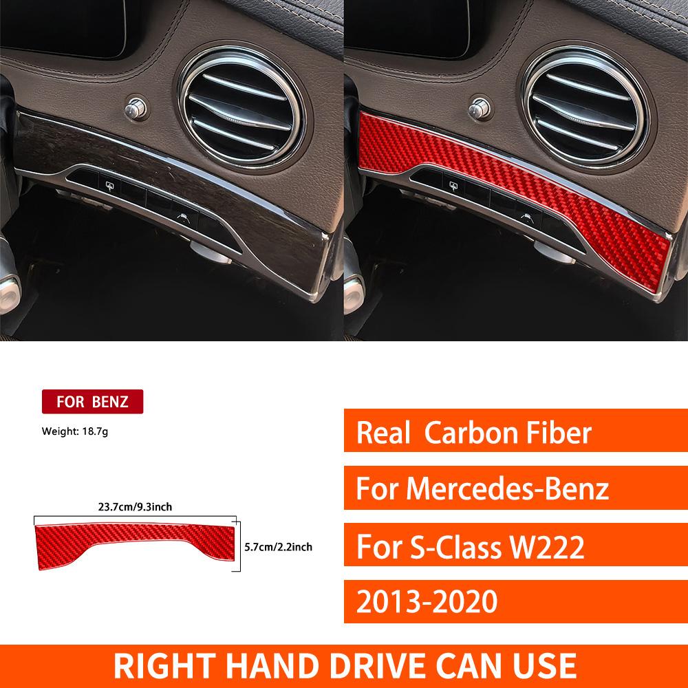 For Mercedes-Benz S-Class W222 2013- Real Carbon Fiber Sticker Dashboard Lane Assist Panel Car Accessories ide Decorative