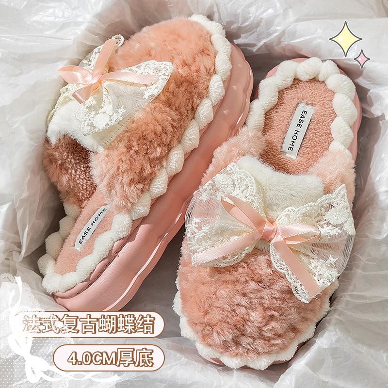 Хлопковые тапочки женские зимние новые домашние комнатные толстая подошва нескользящие теплые плюшевые тапочки женские