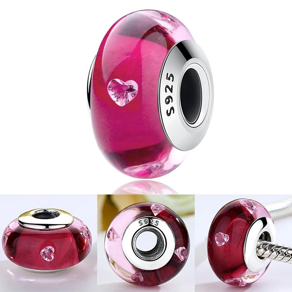 Новый Медный Красочный Цветок Муранское Стекло Шарм Подходит Оригинальный Браслет Ожерелье Сердце Муранское Стекло Сделай Сам Изысканные Ювелирные Изделия