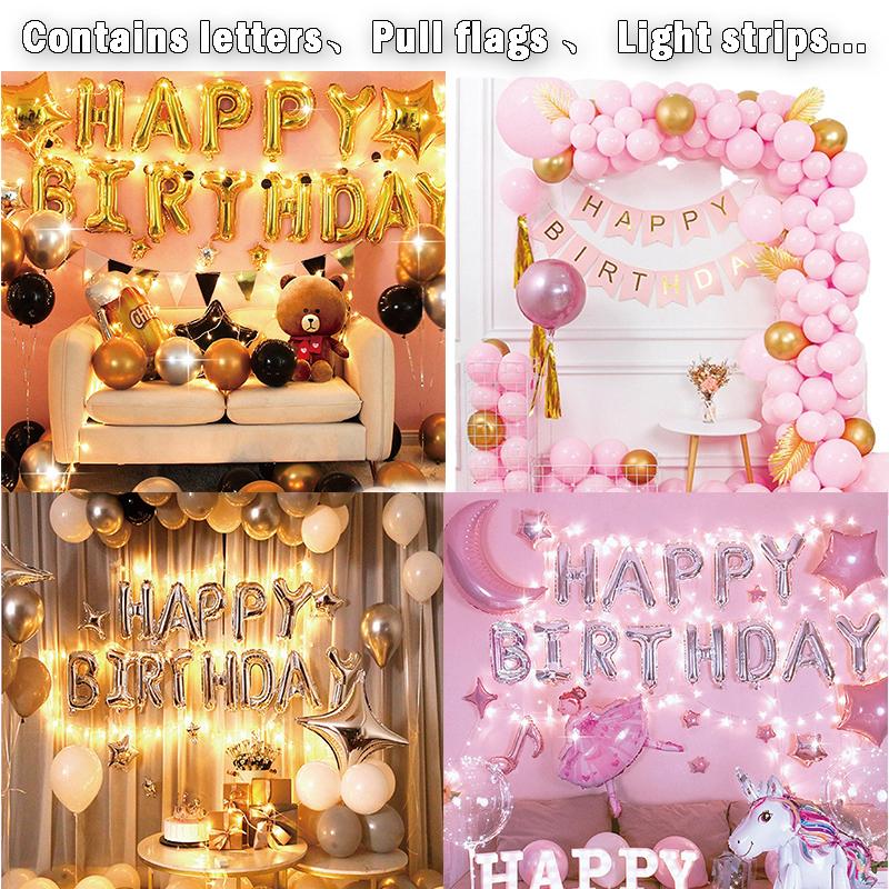 Balloon Arch Kit +Balloons Garland Birthday Party Baby Shower Decor Suit Letters/flags