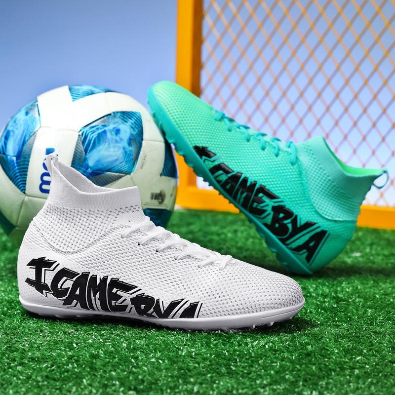 Футбольные бутсы 31-48 Мужские высокие футбольные бутсы Резиновые молодежные кроссовки с короткими ногтями Футбольная тренировочная обувь Арт-макияж Газон Детские футбольные бутсы