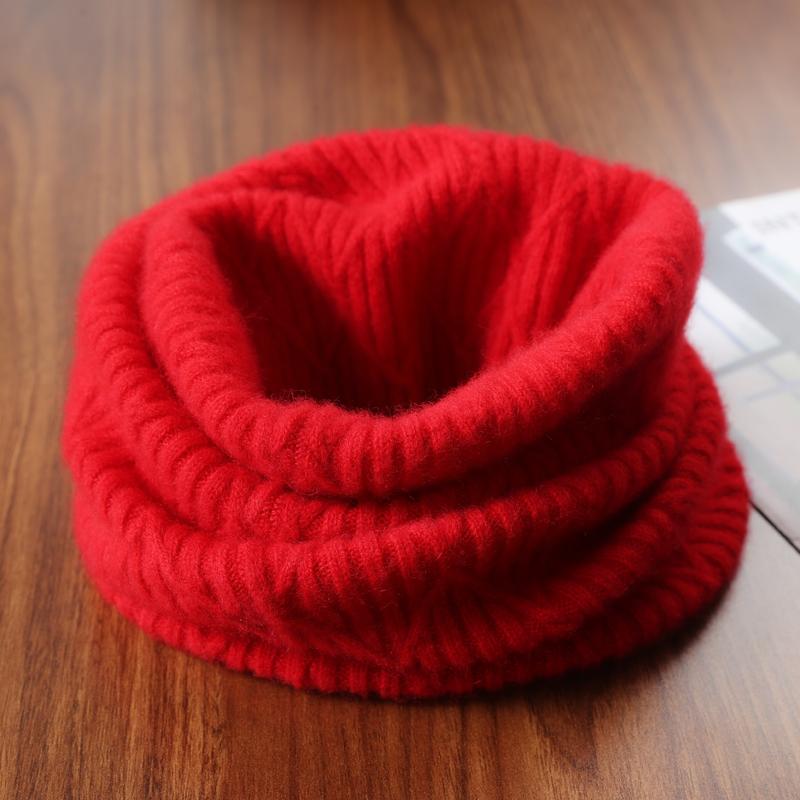 100% Wool Knitted Turtleneck Scarf Winter Autumn Warm Soft Ring Scarves Pattern Neck Warmer Fashion Snood Headband Female Fake
