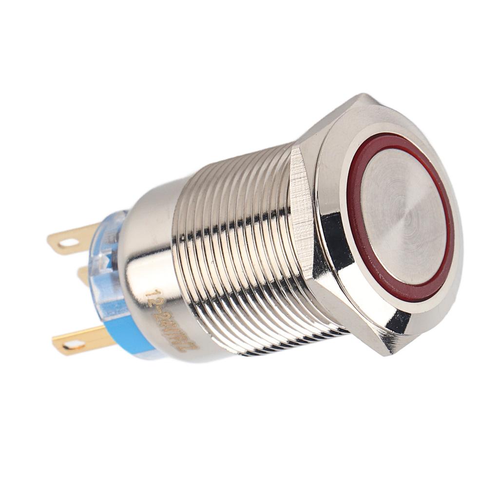 19mm 12-24V Waterproof Stainless Selflocking  ing Push Button   Red LED