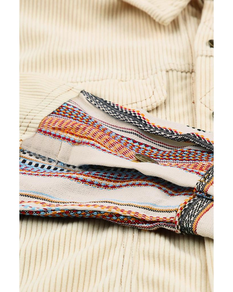 Azura Exchange Полосатая вельветовая куртка с цветными блоками и карманами на пуговицах