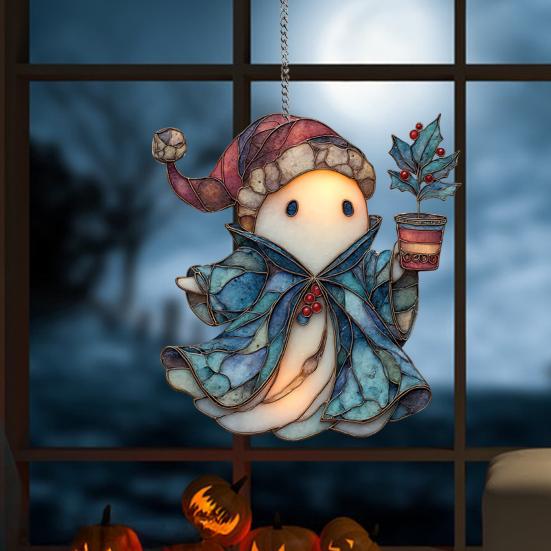 Ghost Hanging Decoration Acrylic Ghost Series Sun Catcher Cartoon Ghost Halloween Decoration for Windows Porch Walls