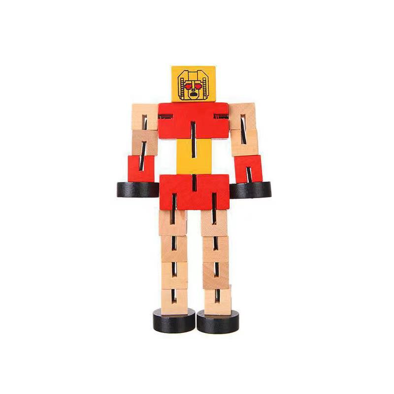 Best-Selling Wooden Transformer Cube Robot: Educational Building Blocks Toy for Kids