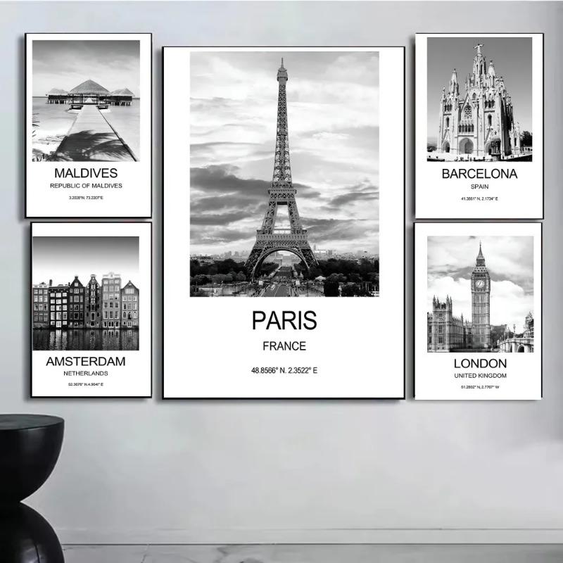 1pc City Poster New York London Paris Poster Paper Print Home Bedroom Entrance Bar Cafe Art Painting Decoration
