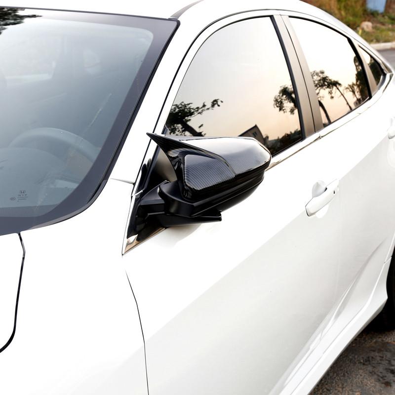 Форма рога ABS углеродное волокно Стиль боковое зеркало заднего вида Кепки для Honda Civic 10th 2016 2017