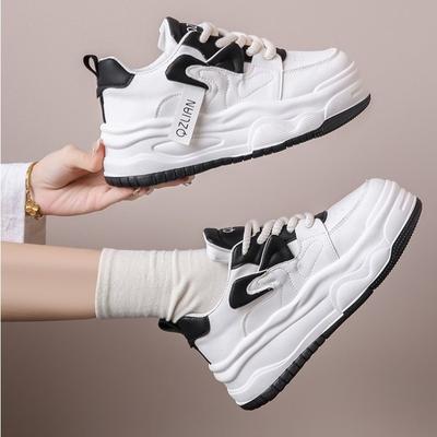 Туфли из мягкой кожи на толстой подошве для женщин, модные, спортивные, универсальные, повседневные, высокие белые туфли