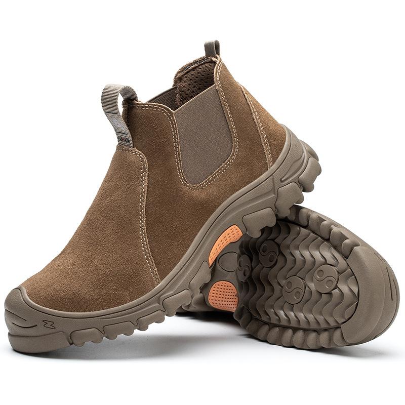 Мужские повседневные рабочие ботинки с металлическим подноском, замшевые кожаные защитные ботинки для работы на открытом воздухе, челси, боты, защитная обувь