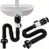 Bathroom Sink Drain Kit, Metal P-Rap Sink Drain Pipe with Elastic and Expandable Design for 1-1/4 Inch and 1-1/2 Inch Drain Holes, Odor Prevention