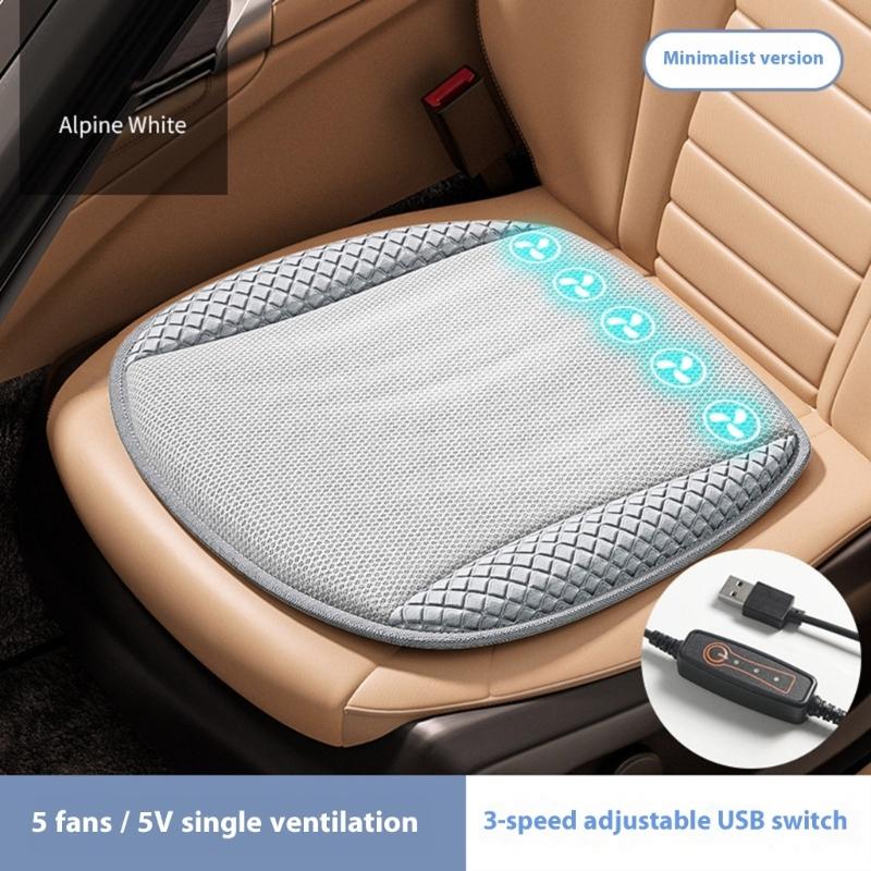 Car Seat Coolers Pad 5 Strong Fans 15 Second Rapid Cooling Vehicle Seat Coolers for Drivers Passenger Homes Office Use