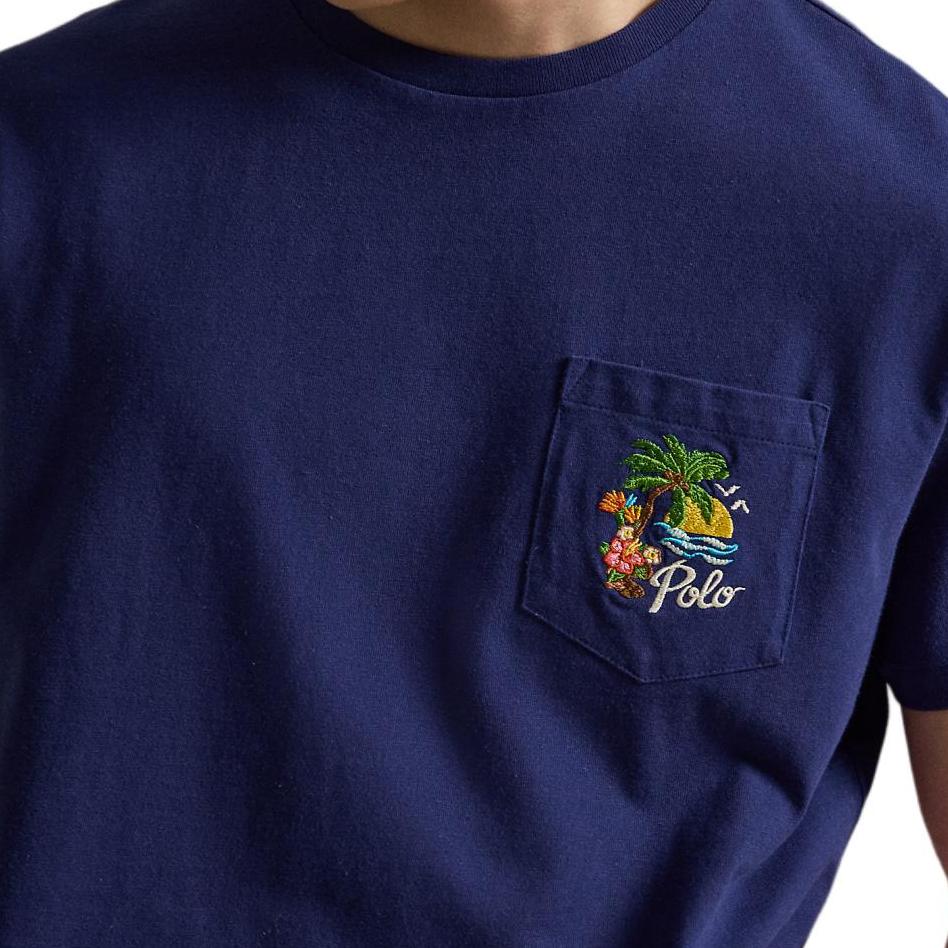 Polo Ralph Lauren Футболка с круглым вырезом, хлопковая, в тропическом стиле, с вышивкой, Классическое издание, Мужские топы MNPOTSH1N823206-400