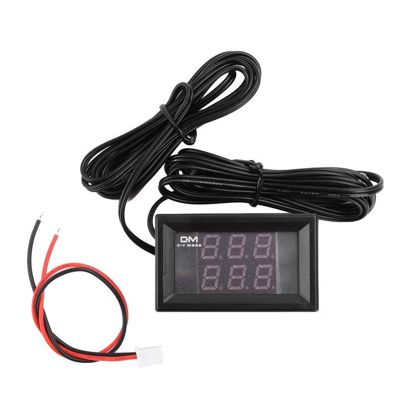 Three-Digit Dual-Display Digital Thermometer With NTC Metal DC4-28V Waterproof Dual Probes Red and Blue Display