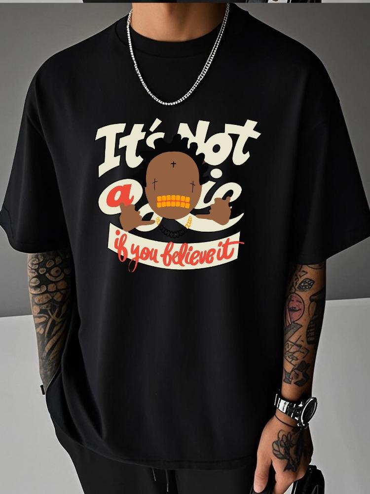 Unisex Summer Crew Neck T Shirt Hip Hop Character Letter Graphic Print Loose Short Sleeve Streetwear Casual Daily Fashion Tops