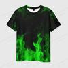 Summer Men's Flame 3D Printed T-shirt Men's Fashionable Short Sleeved Hip-hop Top
