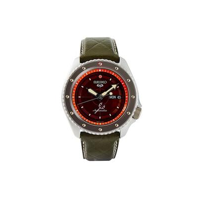 SEIKO5 Механический механизм Кожаный ремешок Часы Мужские Часы Красный циферблат SRPF59K1