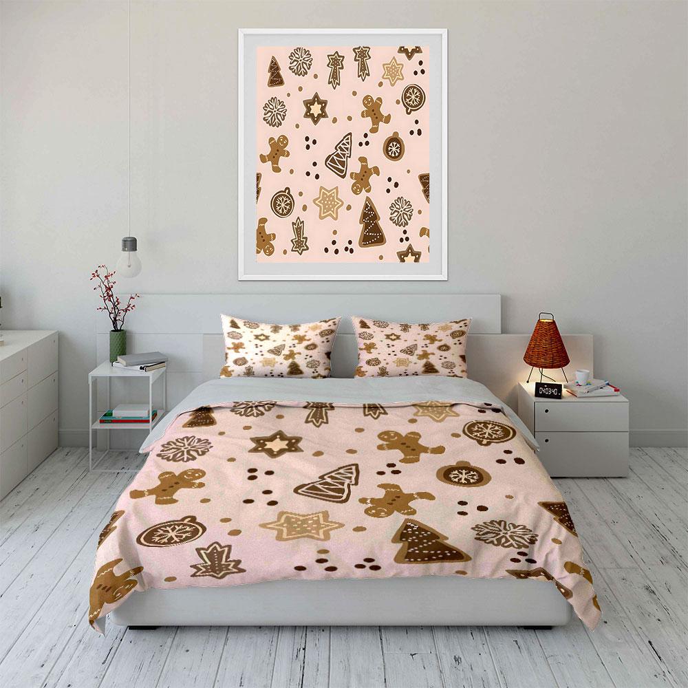 Whimsical gingerbread holiday dreams. Bedding sets Duvet covers Pillowcases(1* Duvet Cover 2* Pillowcases without duvet insert)