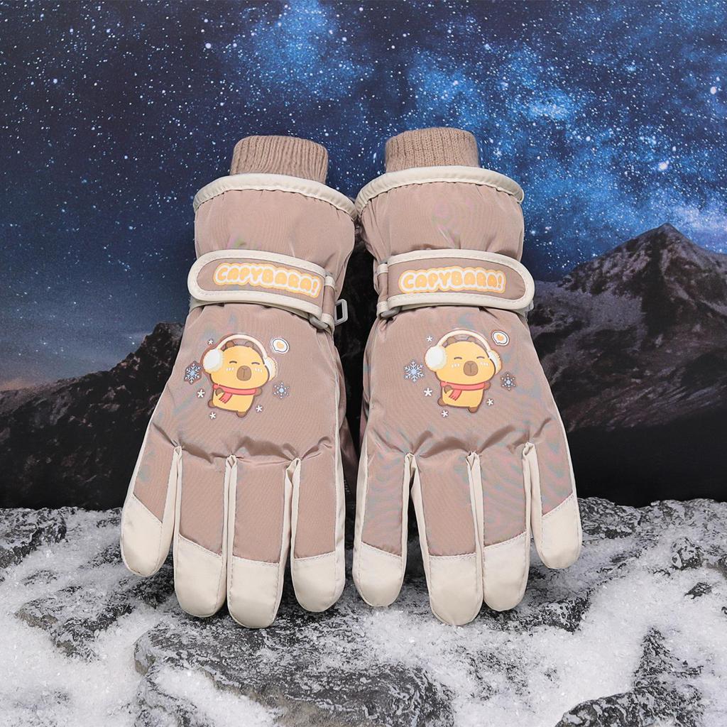 Capybara Kids' Winter Ski Gloves - Waterproof, Windproof, Warm, for Boys, Girls, and Teens