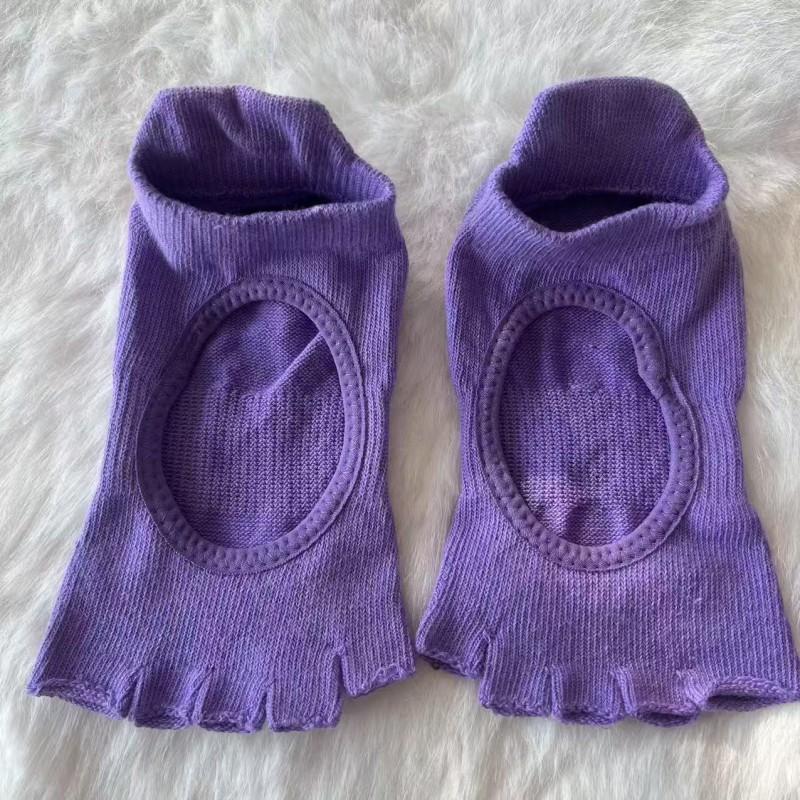 Cotton Toe-Separating Yoga Socks Pilates Barre Dance Fitness Non-Slip Grip Short Cuff Unisex
