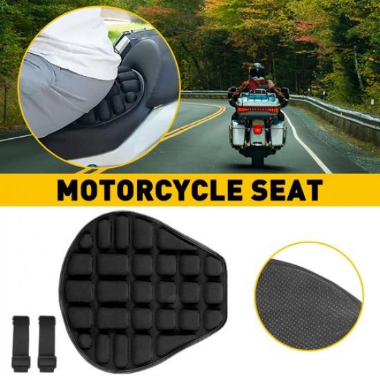 Black Lycra Comfort Gel Seat Cushion Cover Shock Absorb Pad Fits For Motorcycle