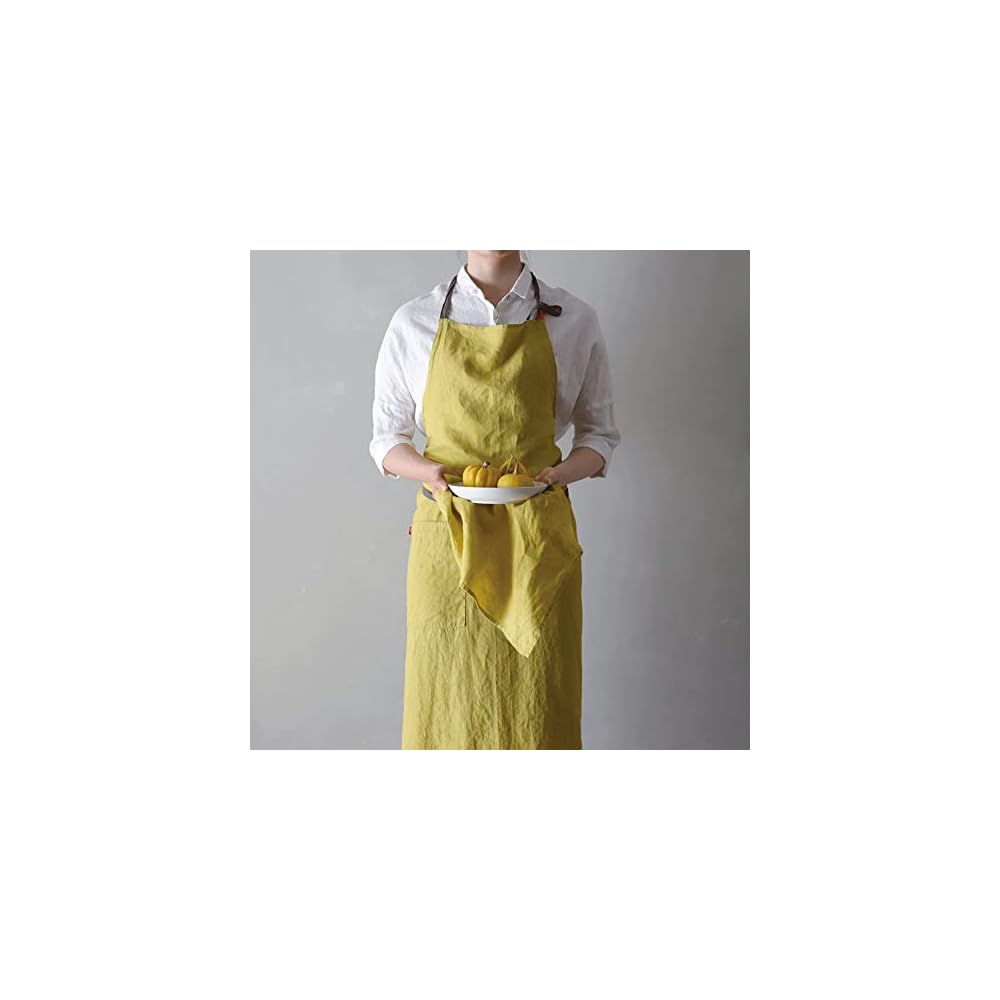 Lino e Lina Manon A218 Mimosa Full Apron - Women's & Men's Kitchen Apron - Plain Linen - Simple