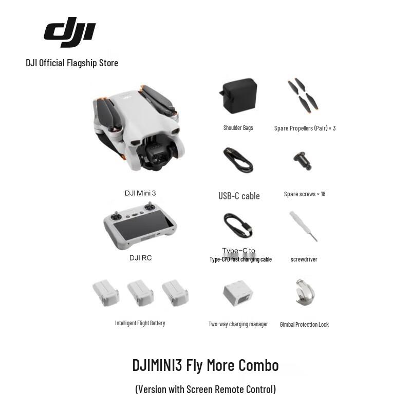 DJI Mini 3 Drone Fly More Combo with Screen Remote Controller (CN version)