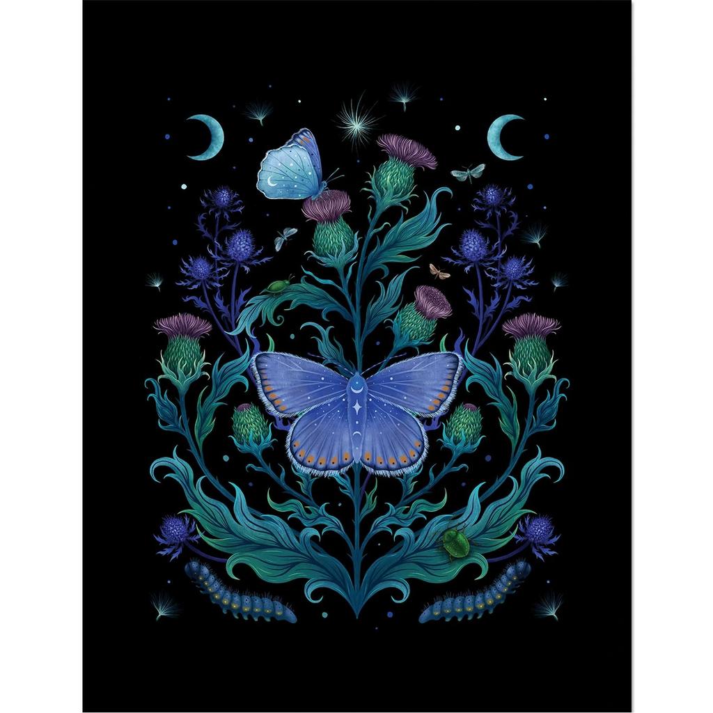 Эпизодический рисунок Чертополох Дом Постер в раме