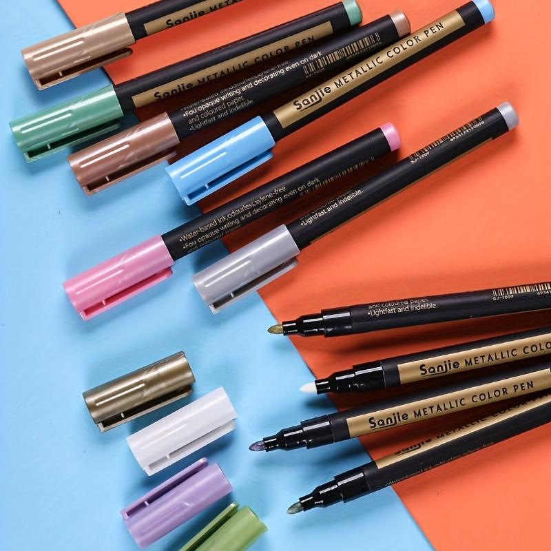 Металлические цветные маркеры, набор из 10 шт., водостойкие, разноцветные, со средним кончиком, пластиковая поверхность для рисования, создания открыток, скрапбукинга и альбомов своими руками