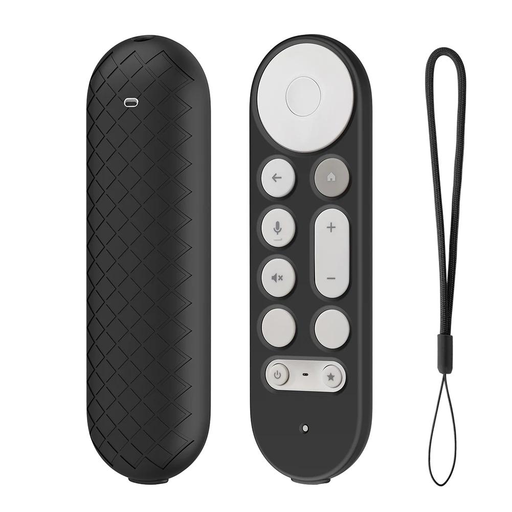 Silicone Remote Case Anti-Slip Protective Cover with Lanyard TV Remote Control Case Remote Cover for Google TV Streamer 4K