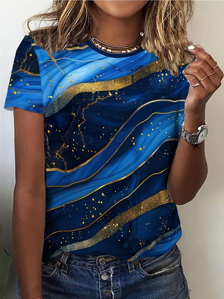 Summer Women's T Shirt Flower Texture 3D Print Floral Graphics Tees Casual Short Sleeve Tops Fashion O-Neck T-Shirt for Women